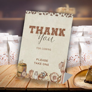 Little Western Cowboy Baby Shower Thank you Favour Pedestal Sign