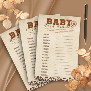 Little Western Cowboy Baby Shower words scramble 