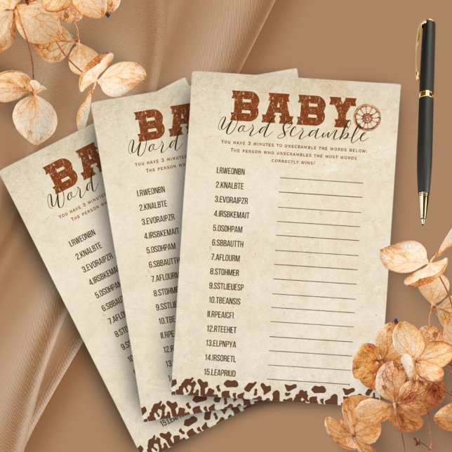 Little Western Cowboy Baby Shower words scramble  (Creator Uploaded)