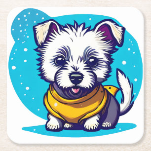 Little Westie   Square Paper Coaster
