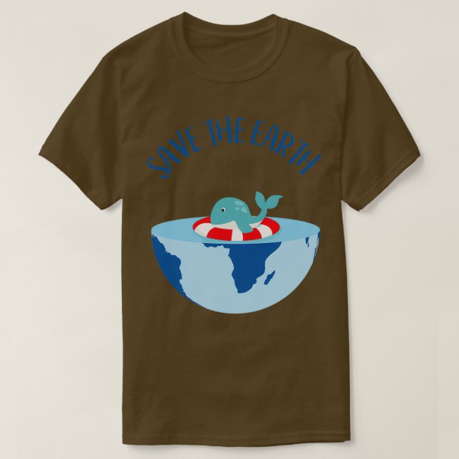 Little Whale learns to swim Save the Earth Happy E T-Shirt (Design Front)