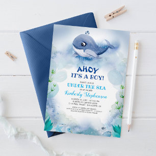Little Whale Nautical Under the Sea Baby Shower Invitation