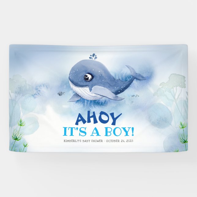 Little Whale Under the Sea Baby Shower Banner (Horizontal)