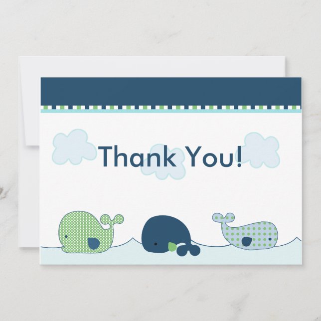 Little Whales Baby Shower Thank You Card (Front)