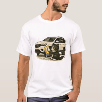 Little Whimsical Cat Wash the Car T-Shirt