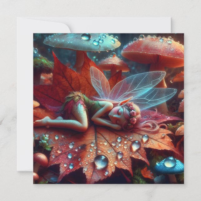 Little Whimsical Fairy Sleeping on a Leaf (Front)