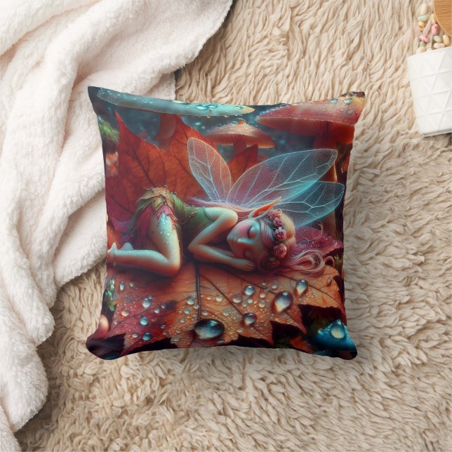 Little Whimsical Fairy Sleeping on a Leaf Cushion (Blanket)