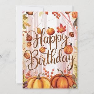 Little Whimsical Season Autumn Fall Happy Birthday Card