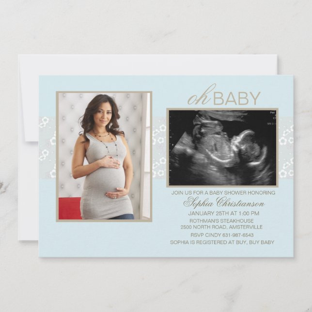 Little Whispers Blue Invitation (Front)