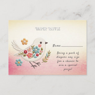 Little White Bird Floral Baby Shower Enclosure Card