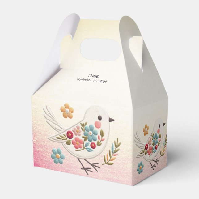 Little White Bird Floral Favour Box (Front Side)