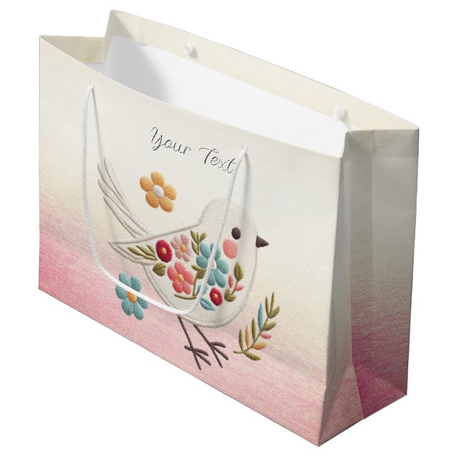 Little White Bird Floral Gift Bag (Front Angled)