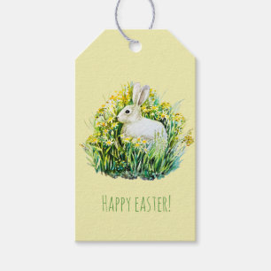 Little white bunny and flowers gift tags