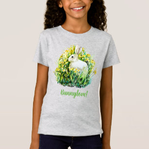 Little white bunny and flowers T-Shirt