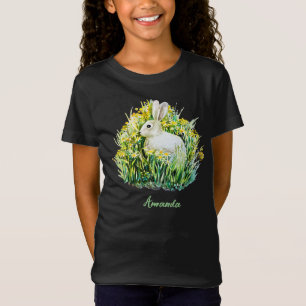 Little white bunny and flowers T-Shirt