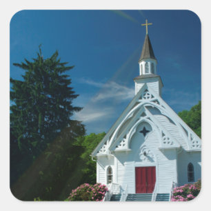 Little White Church Square Sticker