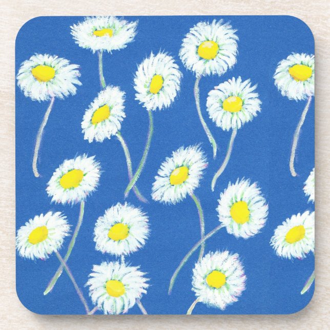 Little White Daisies Set of Cork-backed Table Mats Coaster (Front)