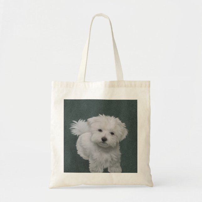   Little white dog pet portrait  Tote Bag (Front)