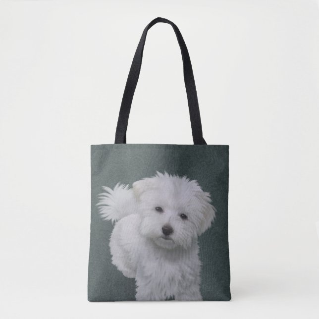 Little white dog pet portrait Tote Bag (Front)