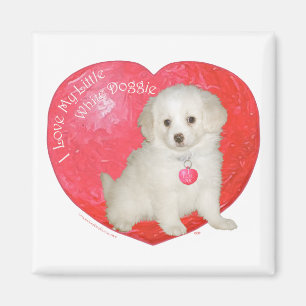 Little White Dog Rescue Valentine Magnet