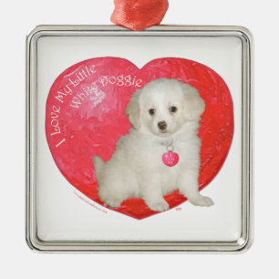 Little White Dog Rescue Valentine Metal Tree Decoration