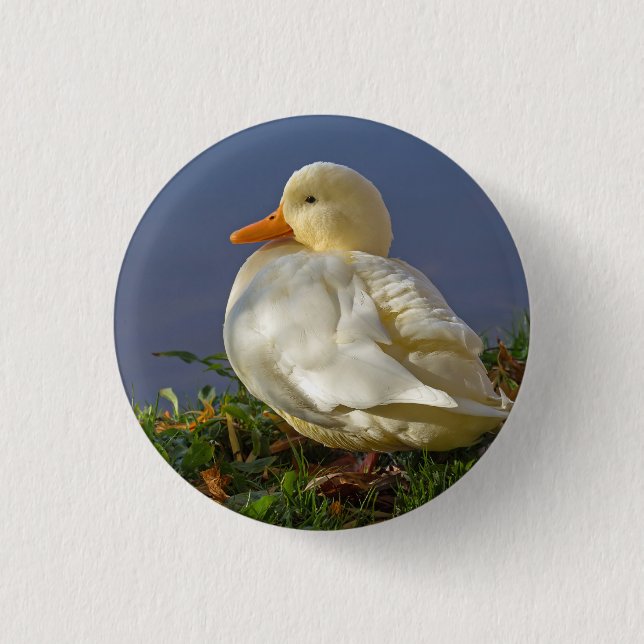 Little White Duck 3 Cm Round Badge (Front)