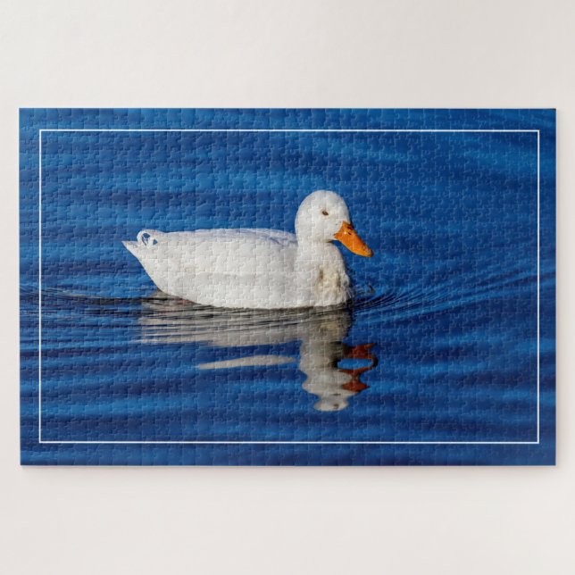 Little White Duck In Rippled Water Jigsaw Puzzle (Horizontal)