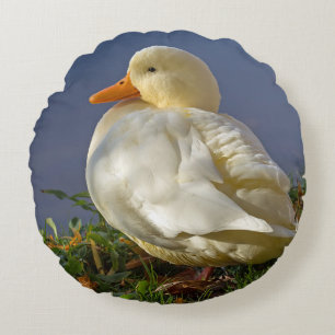 Little White Duck Round Cushion