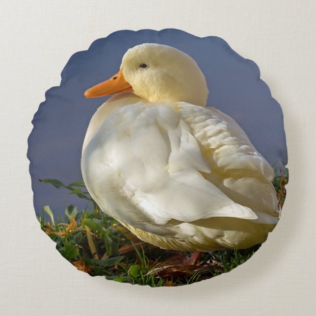 Little White Duck Round Cushion (Front)