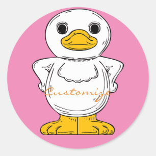 Little White Duck Standing Thunder_Cove Classic Round Sticker