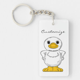 Little White Duck Standing Thunder_Cove Key Ring