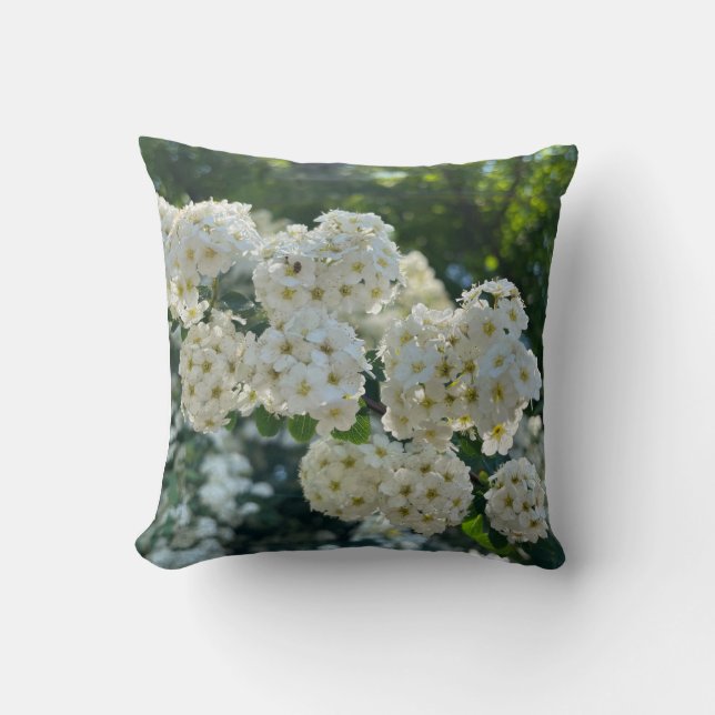 Little White Flower Throw Pillow (Front)
