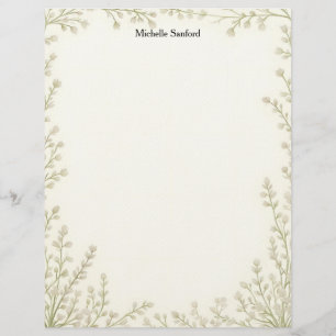 Little White Flowers Frame Custom Letterhead