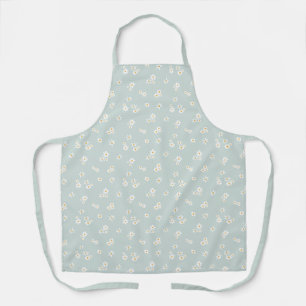 Little White Flowers on blue - seamless pattern. Apron