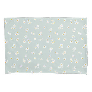Little White Flowers on blue - seamless pattern. Pillowcase