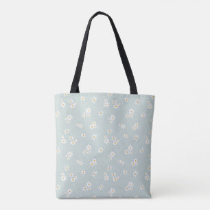 Little White Flowers on blue - seamless pattern. Tote Bag