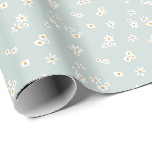 Little White Flowers on blue - seamless pattern. Wrapping Paper (Roll Corner)