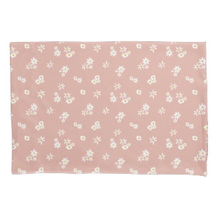 Little White Flowers on pink - seamless pattern. Pillowcase