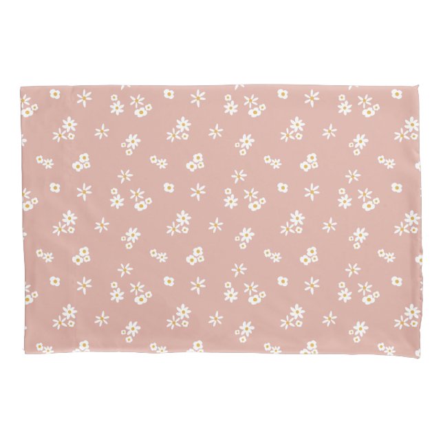 Little White Flowers on pink - seamless pattern. Pillowcase (Front)