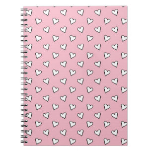 Little White Hearts on PInk Notebook