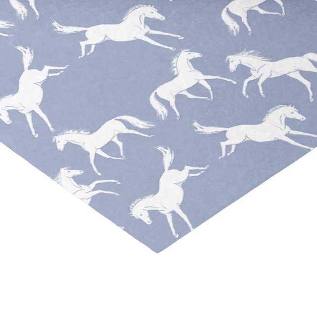 Little White Horses Blue Tissue Paper (Corner)
