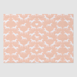 Little White Horses on Peach Wrapping Paper