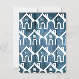 Little White Houses on Blue Wood We Moved Card