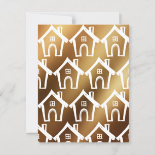 Little White Houses Smooth Gold New Address Card