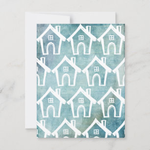 Little White Houses Teal Grunge We Moved Card