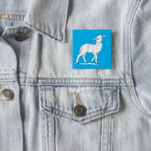 Little White Lamb 15 Cm Square Badge