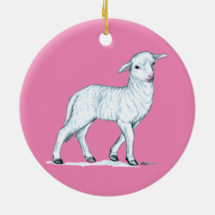 Little White Lamb Ceramic Tree Decoration