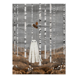 Little White Mushrooms Poster