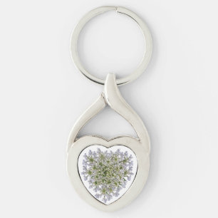 little white petals  key ring