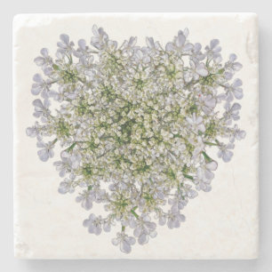 little white petals stone coaster
